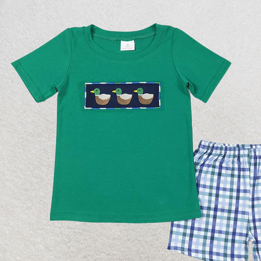 BSSO0589RTS NO MOQ Baby Boys Summer Boys Outfits Baby Boys Duck Short Sleeve Shirts Summer Shorts Clothes Sets