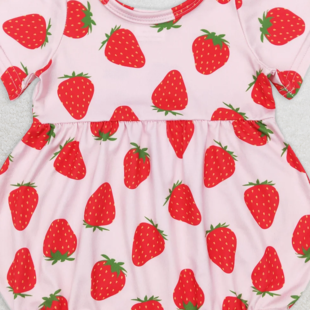 SR0535 RTS NO MOQ Baby Girls Summer Rompers Baby Girls Strawberry Short Sleeve Rompers
