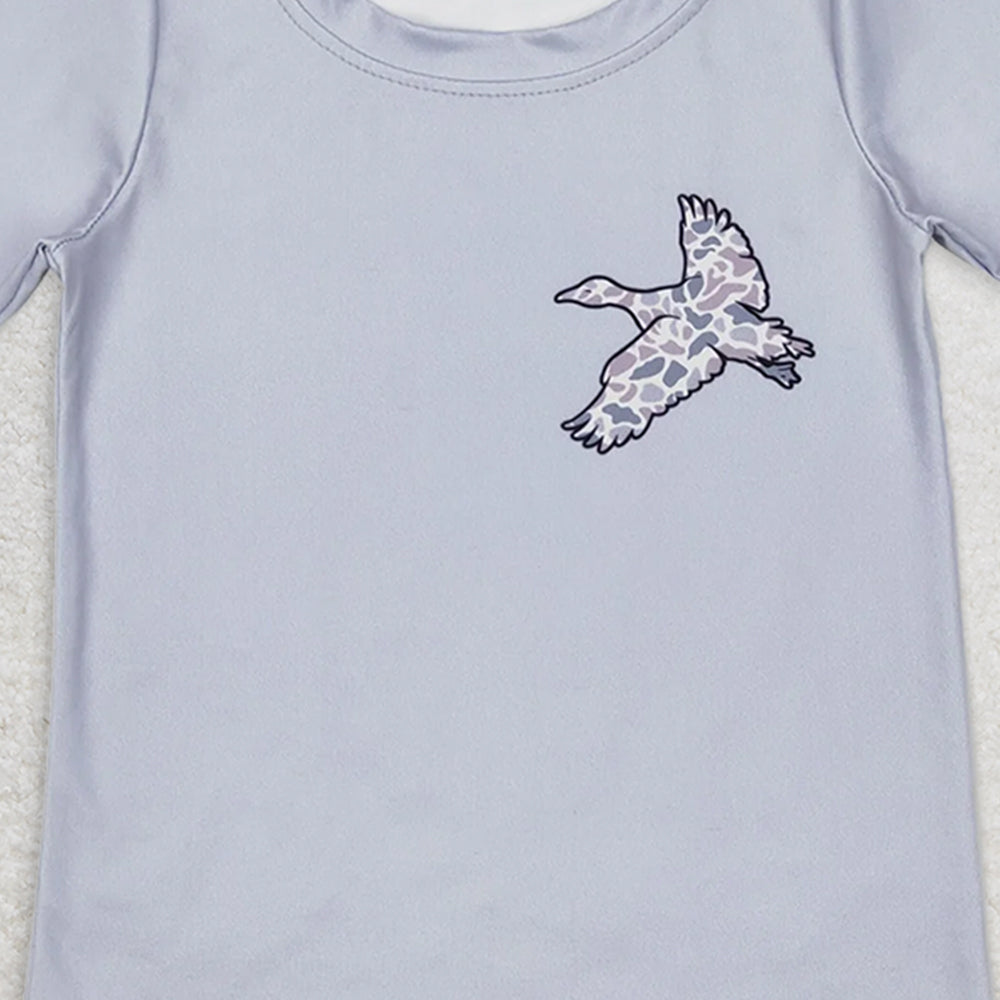 USA Shop (in stock)BT0462 Baby Boys Summer Tops Grey short sleeves camo duck boy shirt
