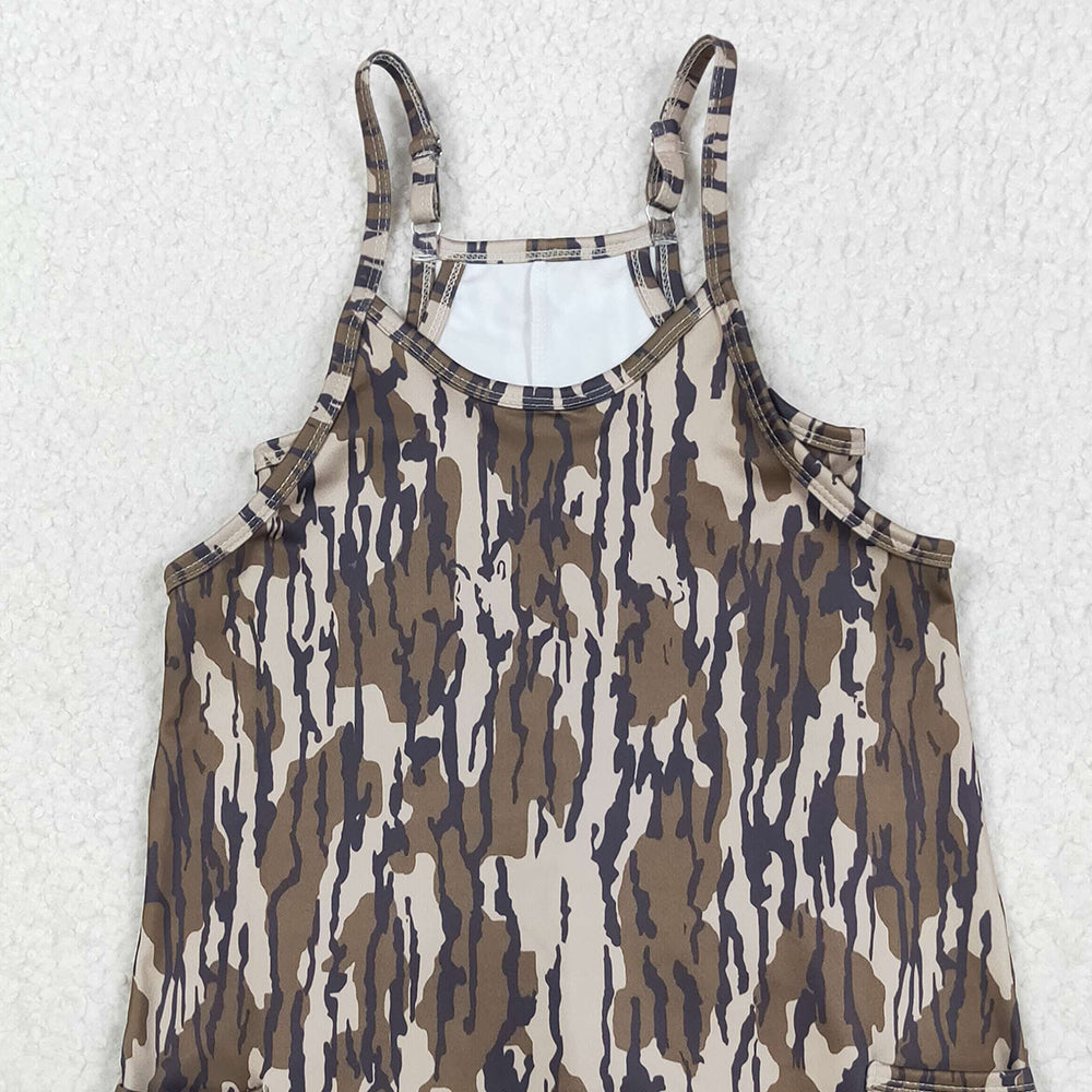 8.22 RTS NO MOQ (In stock)GSD2720 Baby Girls Yoga Dress Baby Girls Strap Bottomland Camo Pockets Yoga Dresses