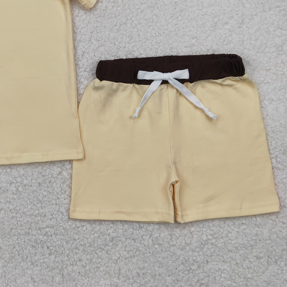 4.12 BSSO1310 RTS NO MOQ Baby Boys Summer Boys Outfits Baby Boys Yellow Short Sleeves Top Short Set