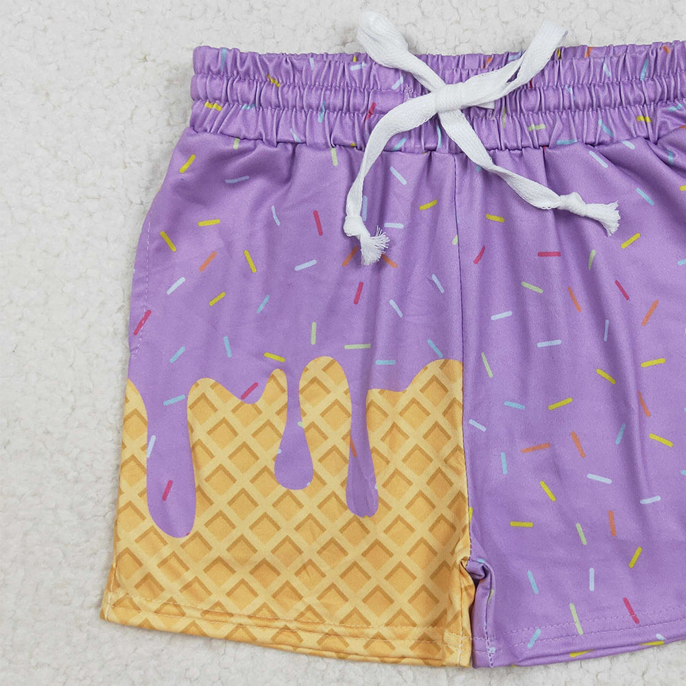 8.20 RTS NO MOQ (In stock) SS0621 Baby Boys Summer Shorts Purple ice cream sprinkle baby kids summer team shorts