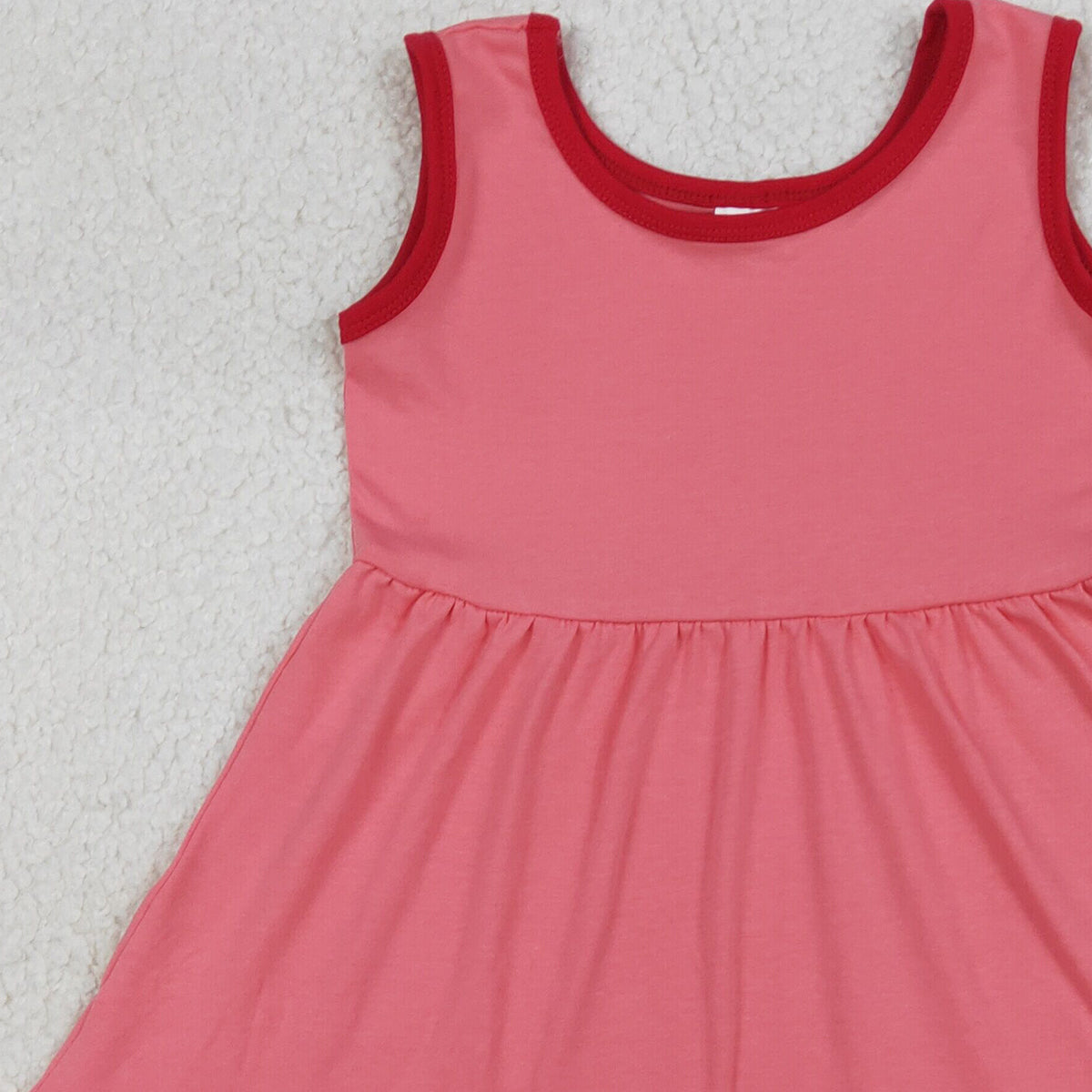 4.13 GSD0656 RTS NO MOQ (In stock)Sleeveless watermelon red ruffle baby girls summer dress