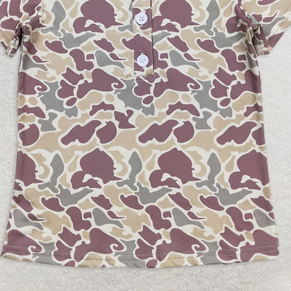 4.08 BT0640 RTS NO MOQ Baby Boys Summer Tops Toddler Boys Green Camo Polo Shirt Top