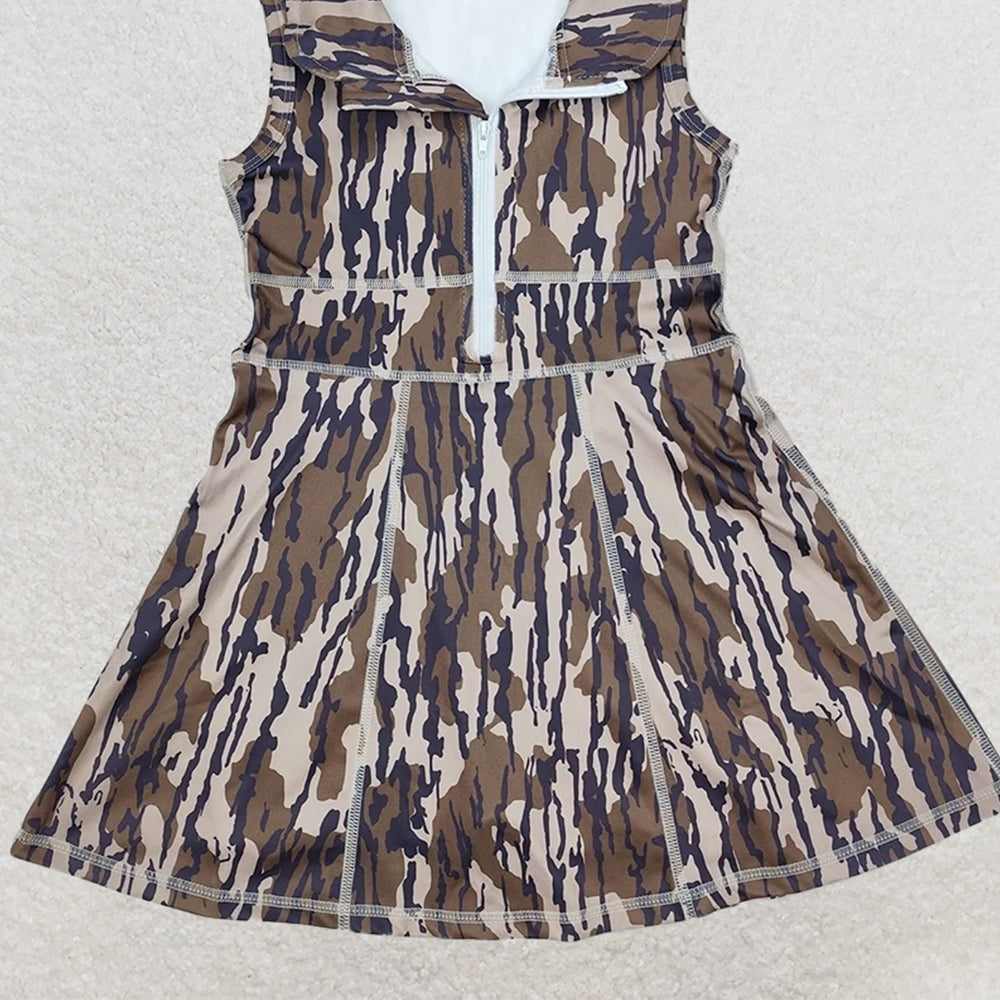 USA Shop (in stock) GSD1383 Bottomland camo sleeveless zipper athletic dress with shorts