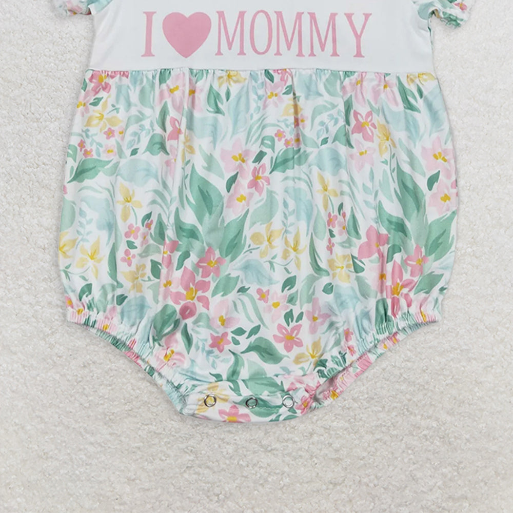 SR1471 RTS NO MOQBaby Girls Summer Rompers Baby Infant Girls I Love Mommy Flowers Summer Rompers