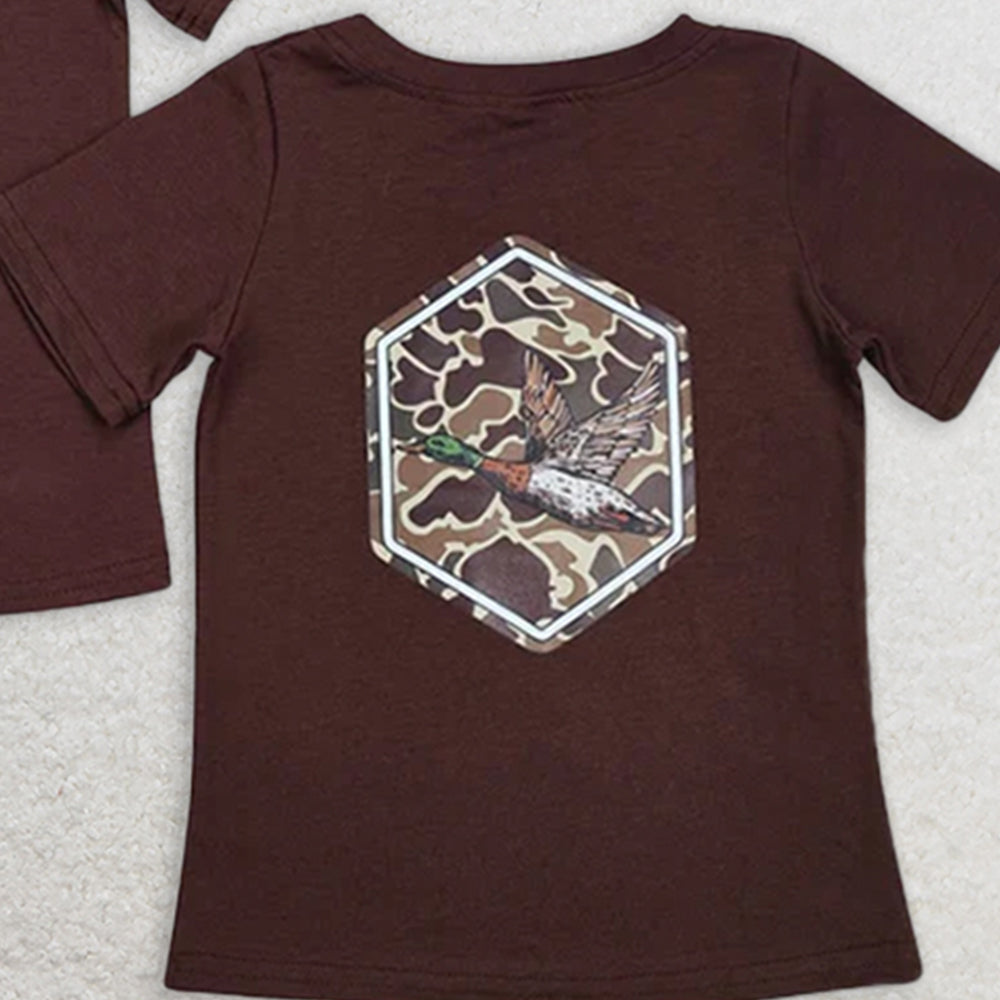 BT1090 RTS NO MOQ Baby Boys Summer Tops Baby Boys Brwon Camo Duck Short Sleeve Tee Shirts Tops Preorder