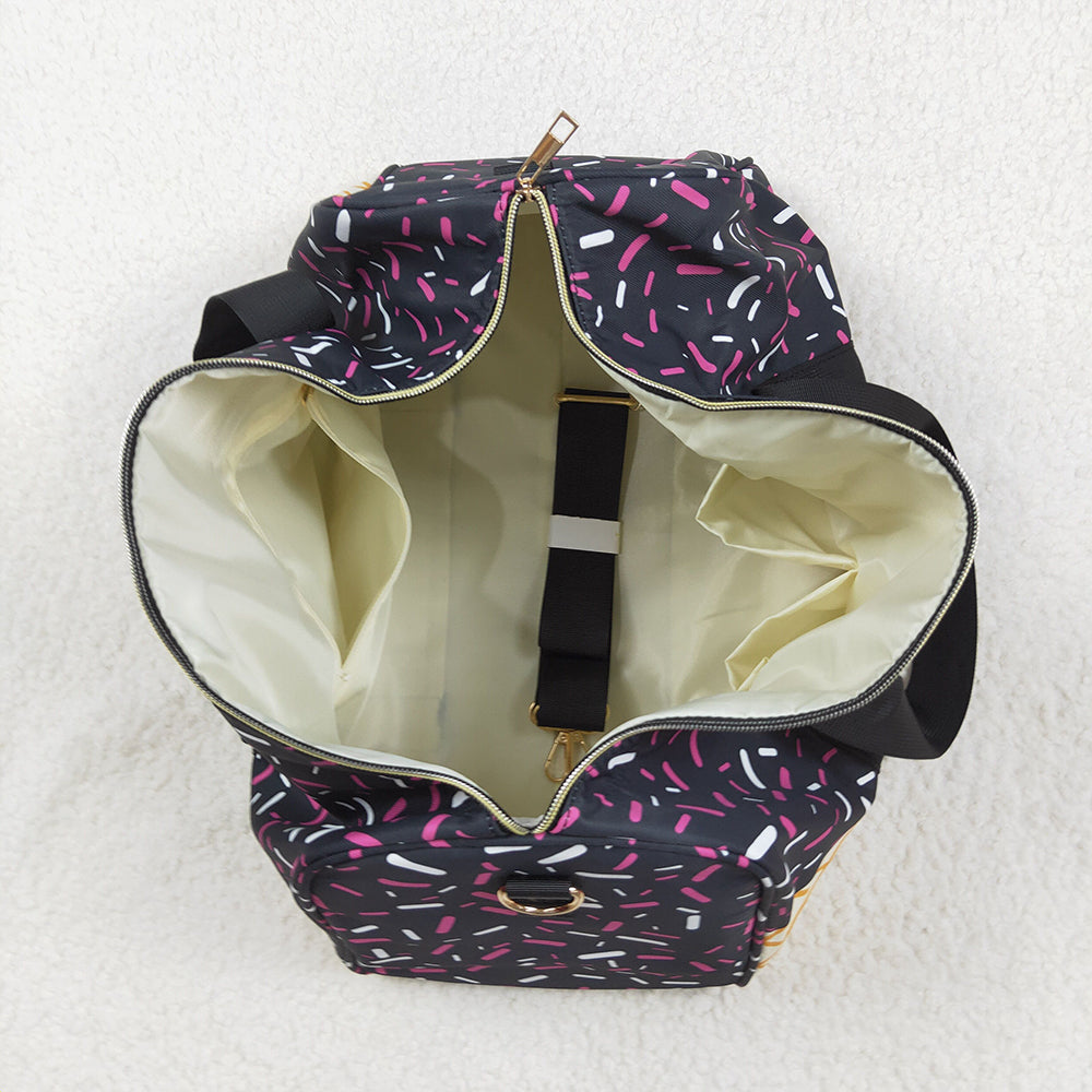 7.10 BA0303 RTS NO MOQ Baby Bags Black Ice Cream Drip Zipper Gym Bags