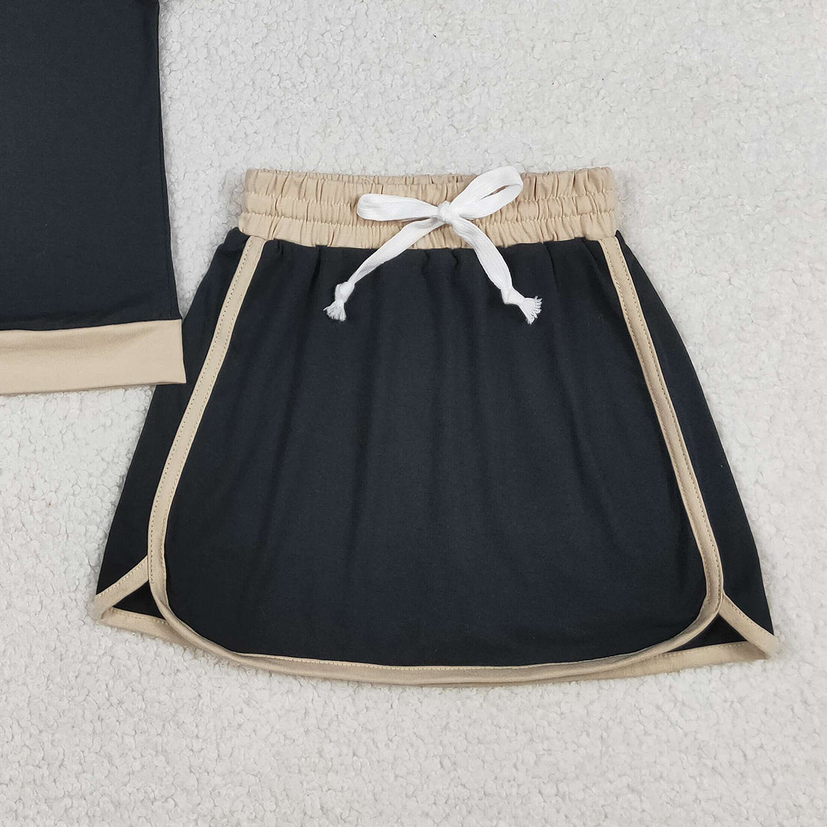 4.14 GSD3923 RTS NO MOQ (In stock )Black cotton top skirt kids girls summer outfits