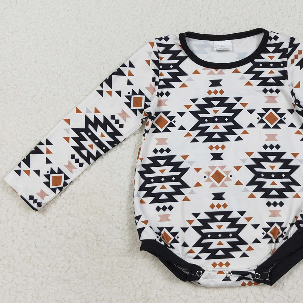 RTS NO MOQ (In stock)LR1822 Baby Boys Winter Rompers Baby Infant Boys Aztec Western Long Sleeve Rompers