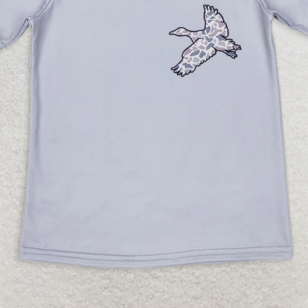 USA Shop (in stock)BT0462 Baby Boys Summer Tops Grey short sleeves camo duck boy shirt