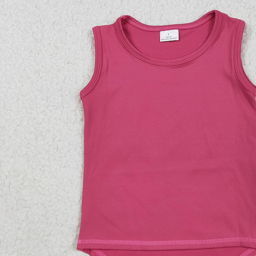 6.25 GT0982RTS NO MOQ Baby Girls Summer Yoga Tank Top Baby Girls Hot Pink Sleeveless Vests Top