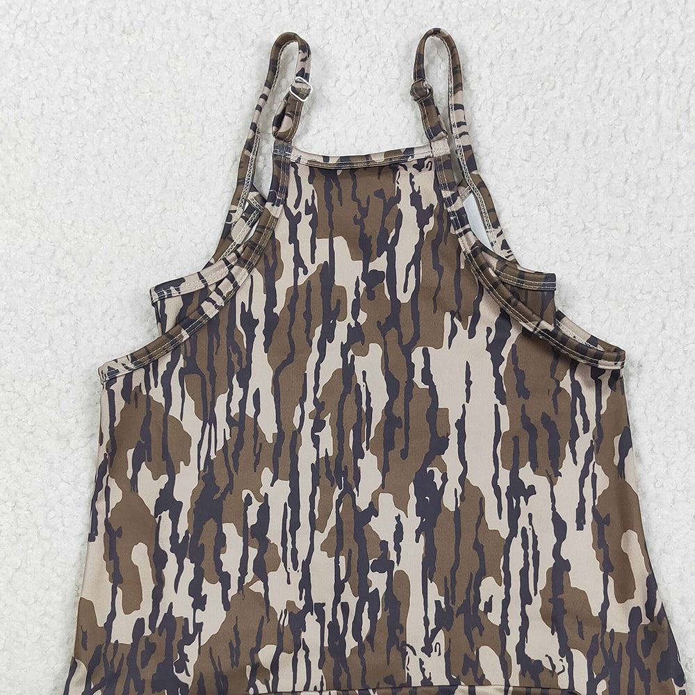 8.22 RTS NO MOQ (In stock)GSD2720 Baby Girls Yoga Dress Baby Girls Strap Bottomland Camo Pockets Yoga Dresses