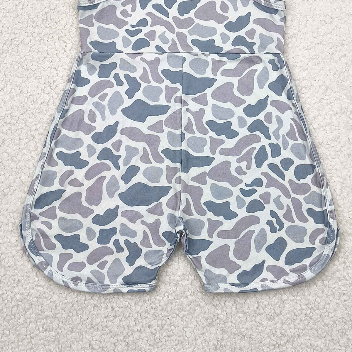 USA Shop (in stock) SR2827 RTS NO MOQ Baby Girls Summer Jumpsuits Grey camo straps shorts length kids girls jumpsuit