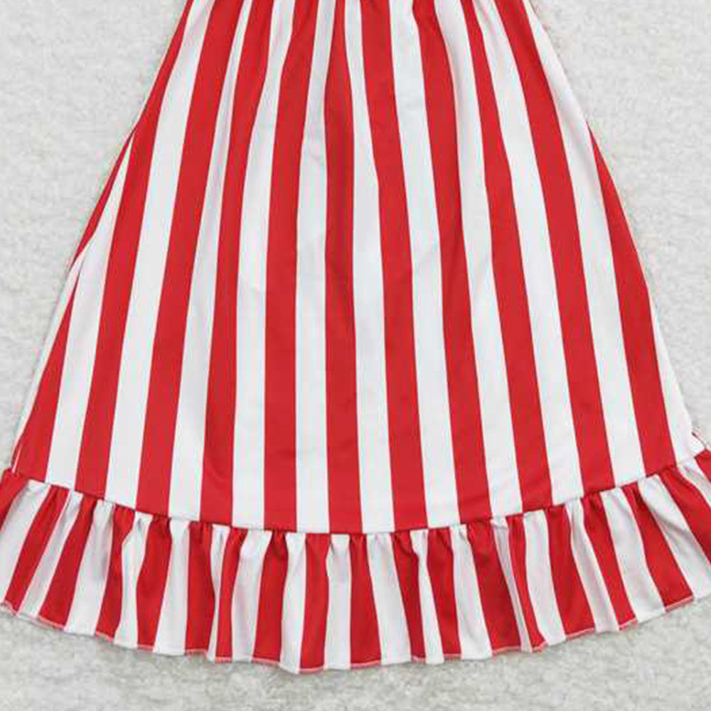 GSD0675 RTS NO MOQ Short sleeves stripe stars bow girls 4th of july dress