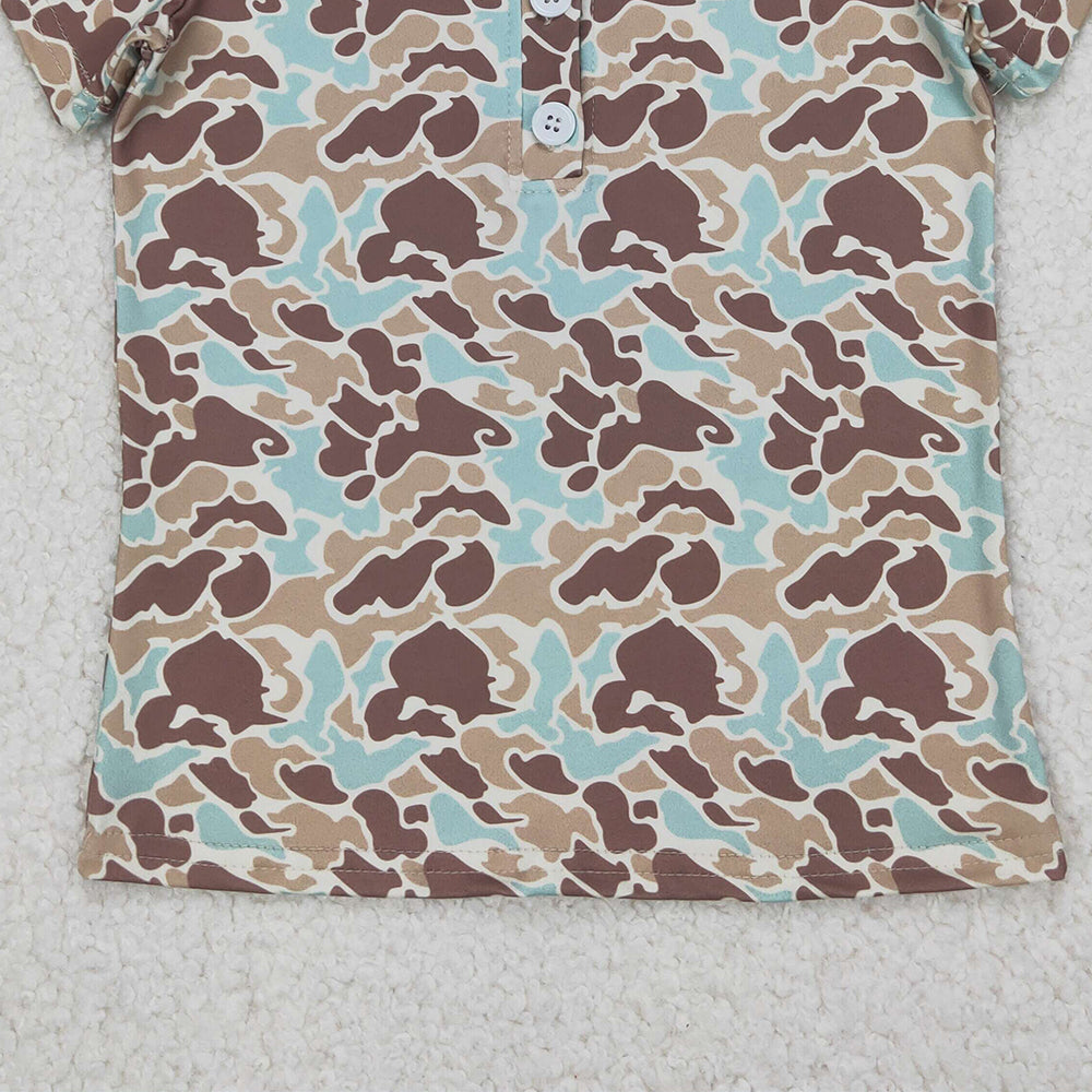 5.15 BT1212 RTS NO MOQ Baby Boys Summer Tops Short sleeves mint camo print kids boys polo shirt