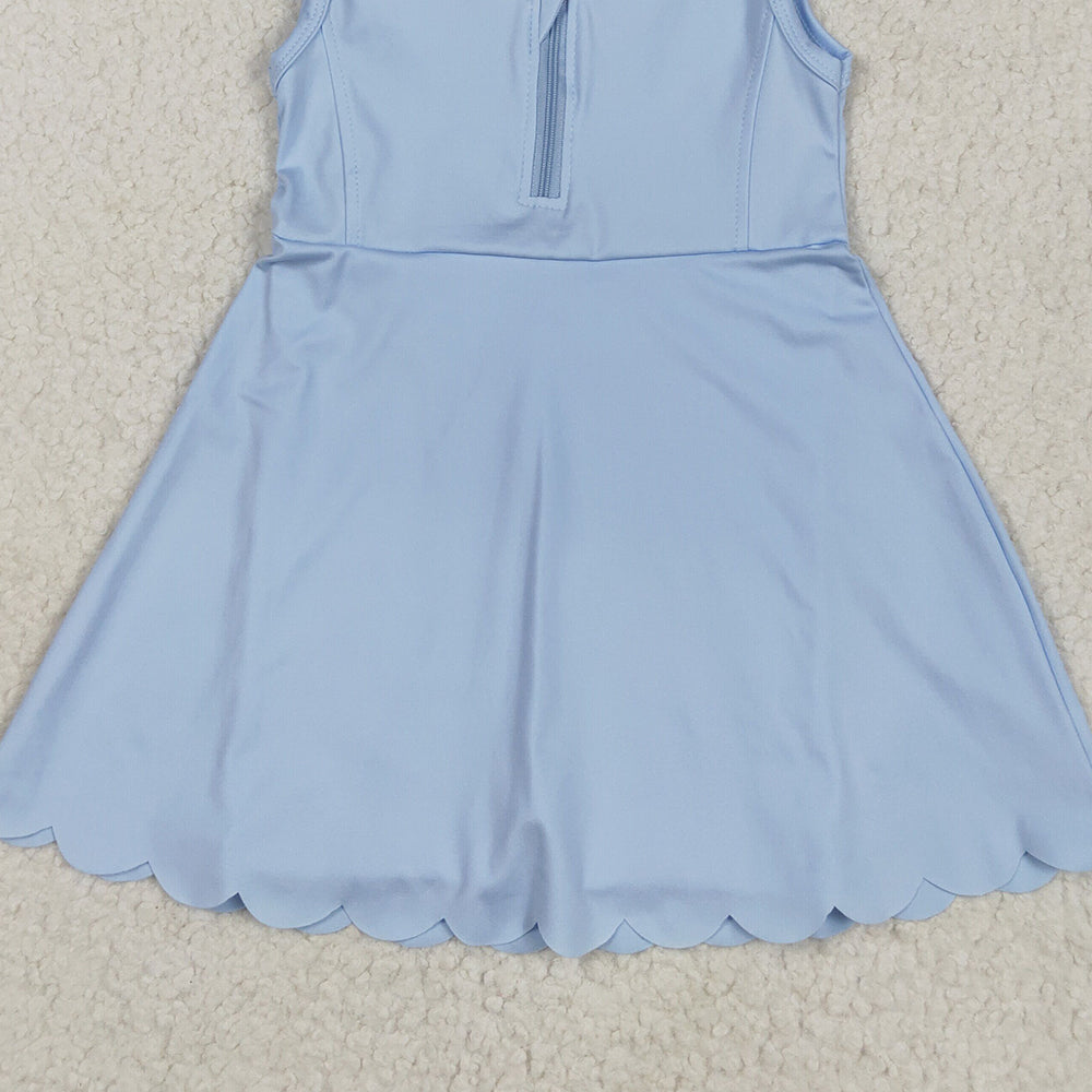 7.18 GSD2088 RTS NO MOQ Baby Girls Summer Yoga Dress baby girl clothes yoga blue sleeveless skirts dress