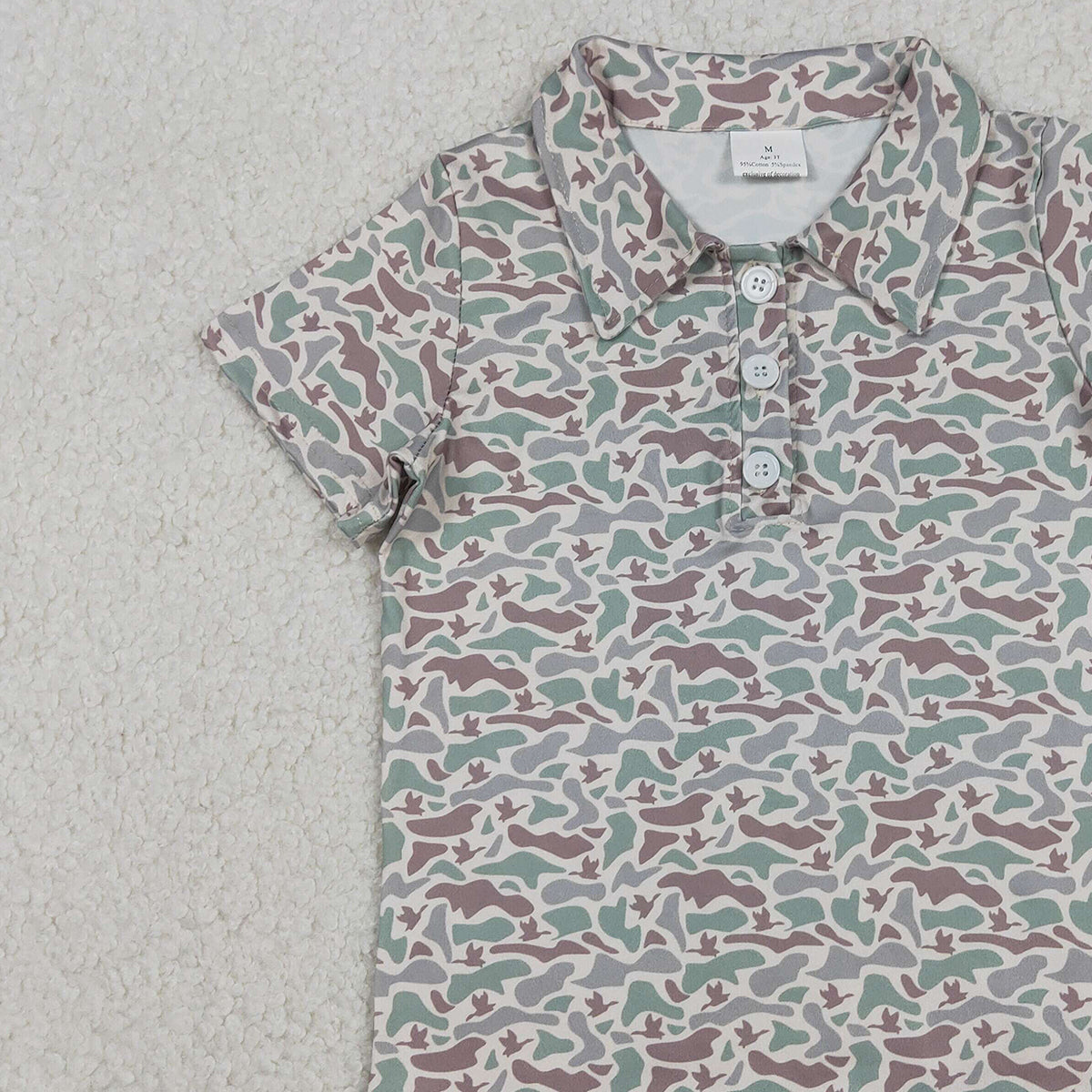 11.28 RTS NO MOQ (In stock)BT1354 Baby Boys Short Sleeves Ducks Camo Hunting Button Polo Shirts Top