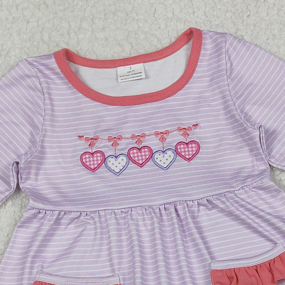 10.23 RTS NO MOQ (In stock)GLP2906 Embroidery Hearts Baby Girls Stripe Pockets Tunic Leggings Valentine Clothes Sets