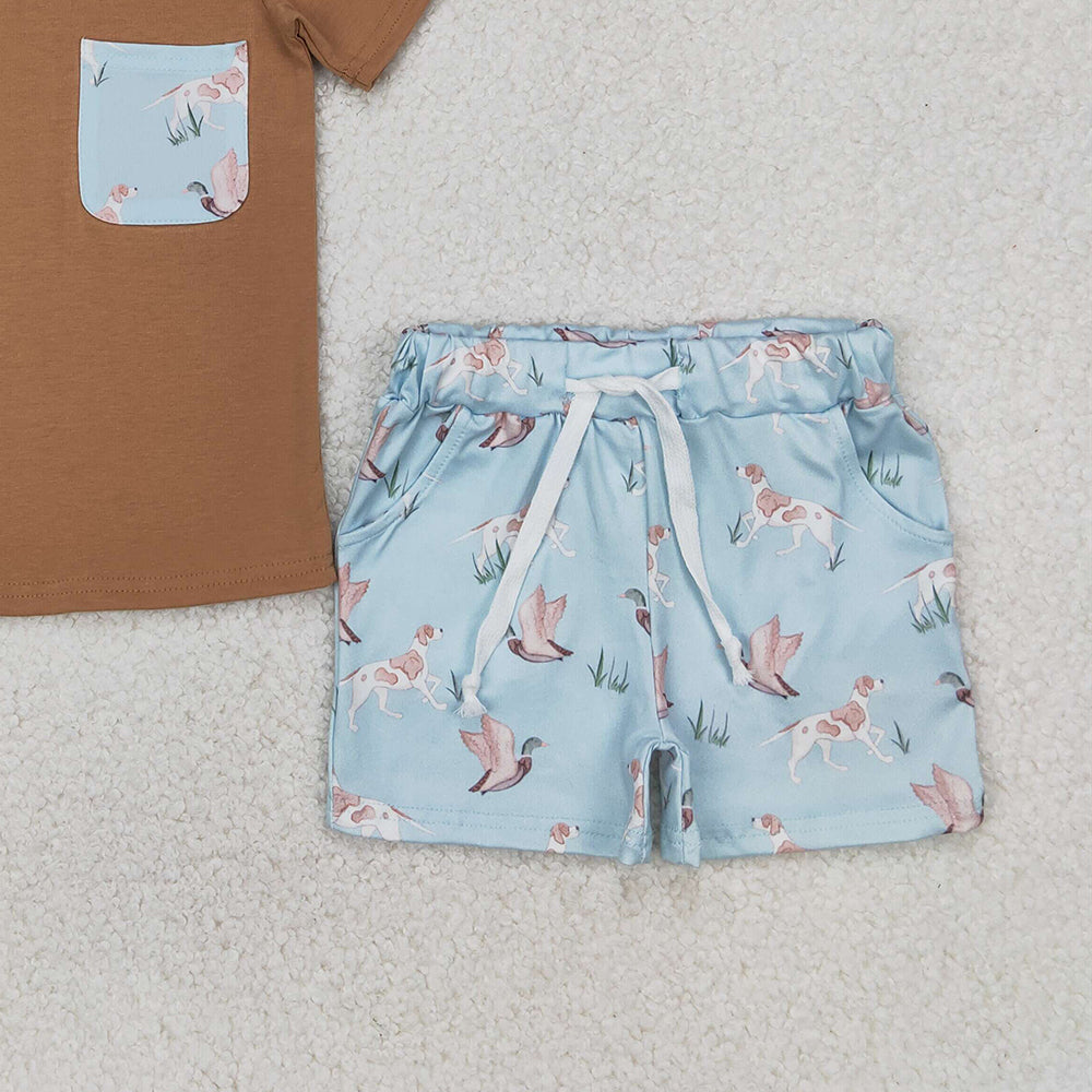 5.09 BSSO1420 RTS NO MOQ Baby Boys Summer Boys Outfits Baby Boys Hunting Duck Dog Shorts Outfit