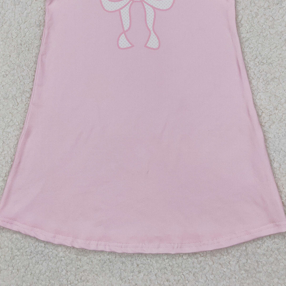 6.13 GSD2157 RTS NO MOQ Baby Girls Summer Dress Baby Girls Sleeveless Pink Bow Dress