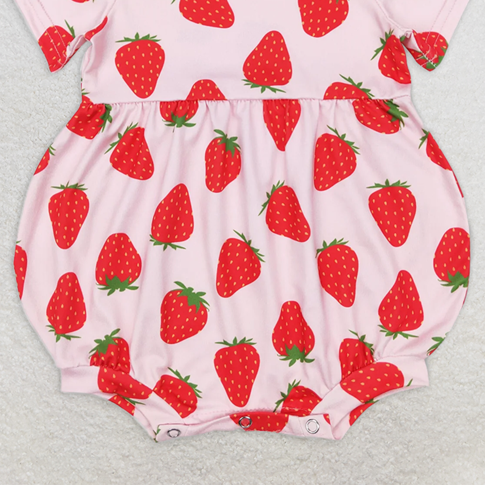 SR0535 RTS NO MOQ Baby Girls Summer Rompers Baby Girls Strawberry Short Sleeve Rompers