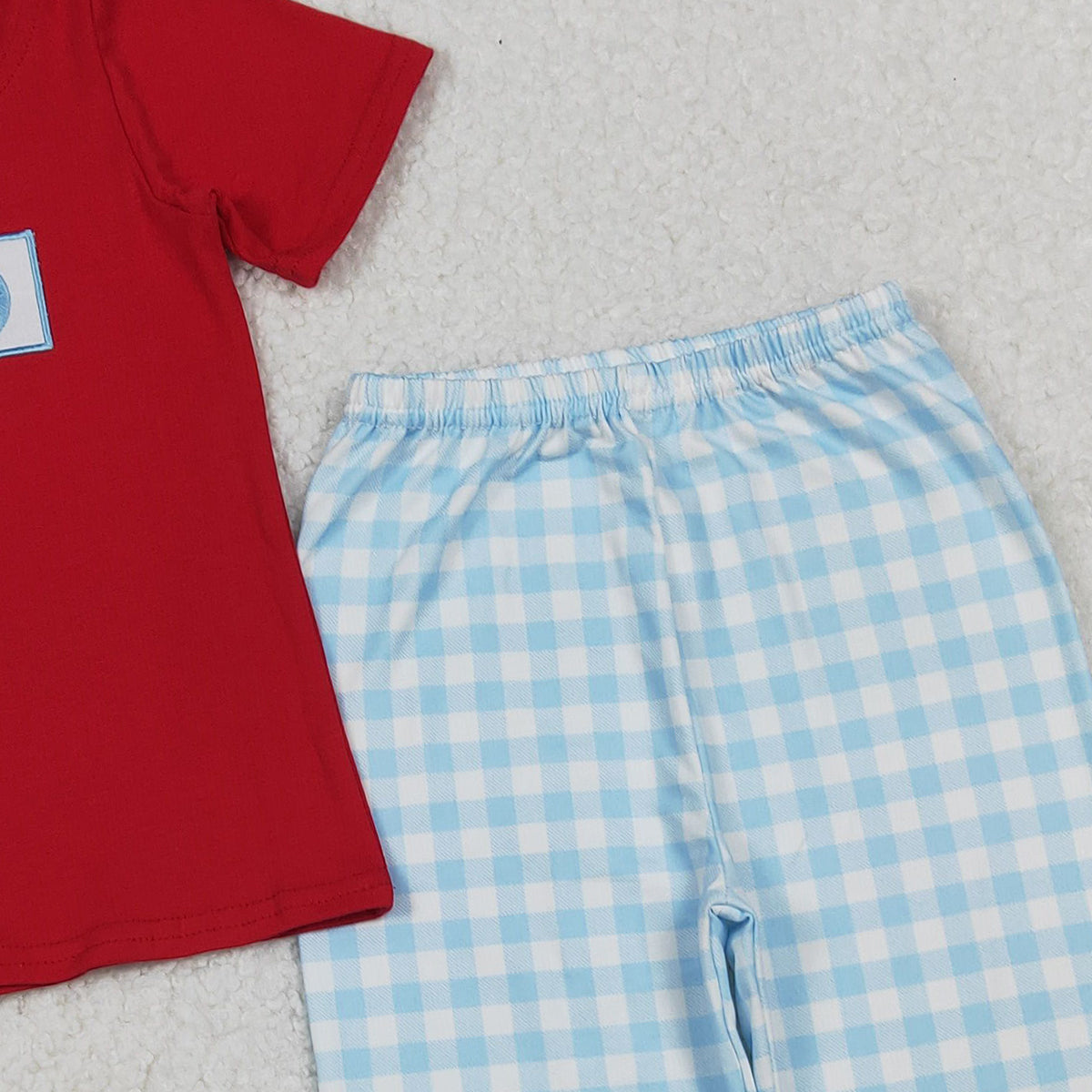 10.21 RTS NO MOQ (In stock)BSPO0589 Embroidery I Love Dad Baby Boys Shirts Checked Pants Clothes Sets