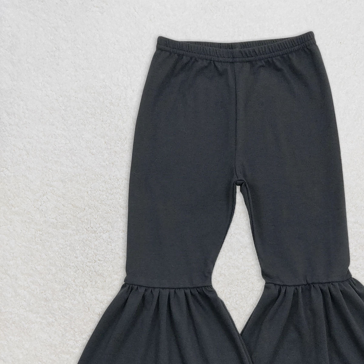 P0422 RTS NO MOQ Baby Girls Pants Baby Girls Black Solid Color Bell Bottom Flare Pants