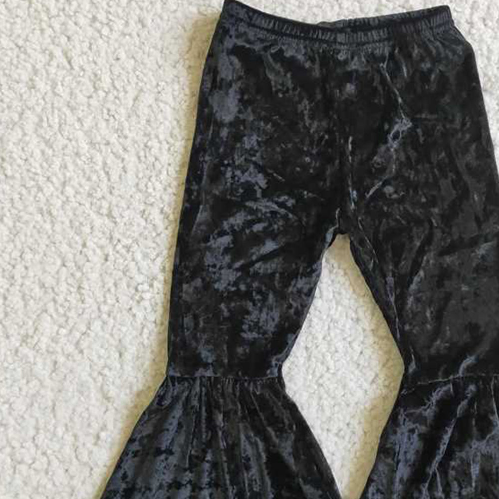 5.10 RTS NO MOQ Baby Girls Pants Black velvet baby girls pants