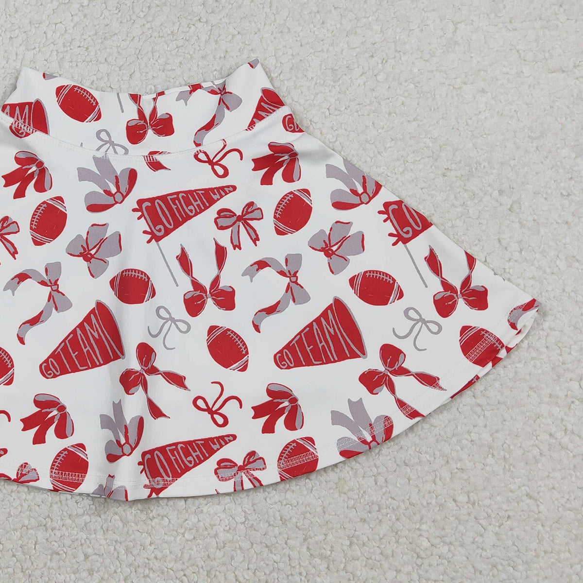 12.24 RTS NO MOQ (In stock)GLK0141 Baby Girls Red Bows Go Team Yoga Active Skirt Shorts Bottom