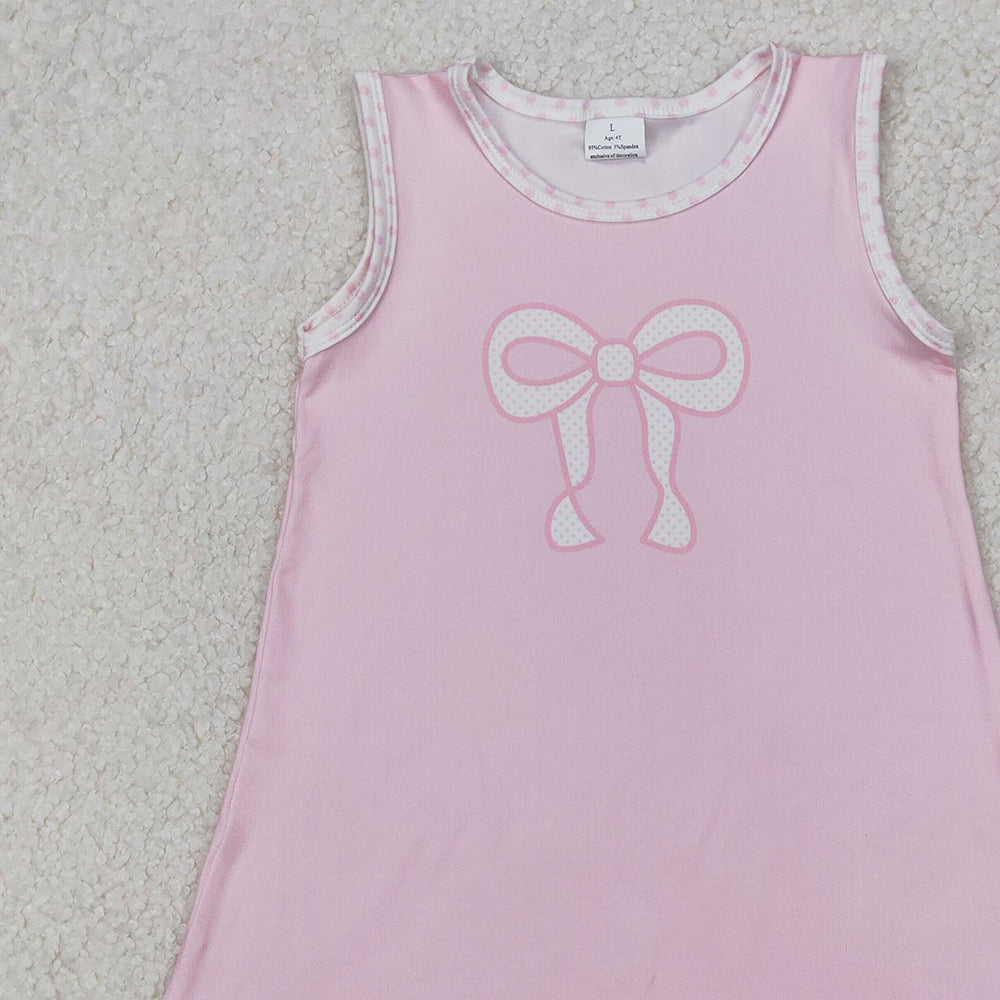 6.13 GSD2157 RTS NO MOQ Baby Girls Summer Dress Baby Girls Sleeveless Pink Bow Dress