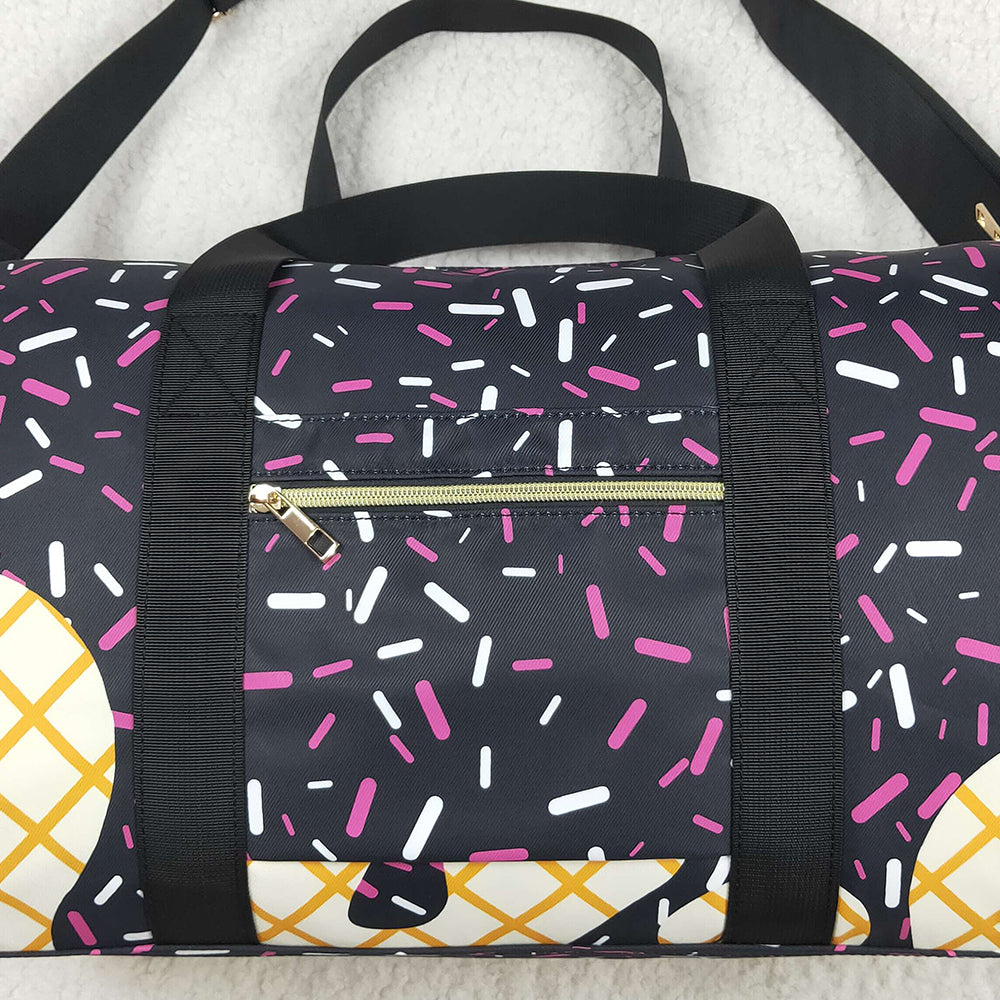 7.10 BA0303 RTS NO MOQ Baby Bags Black Ice Cream Drip Zipper Gym Bags