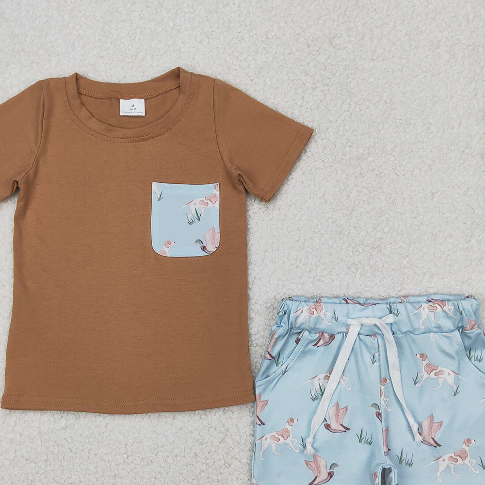 5.09 BSSO1420 RTS NO MOQ Baby Boys Summer Boys Outfits Baby Boys Hunting Duck Dog Shorts Outfit