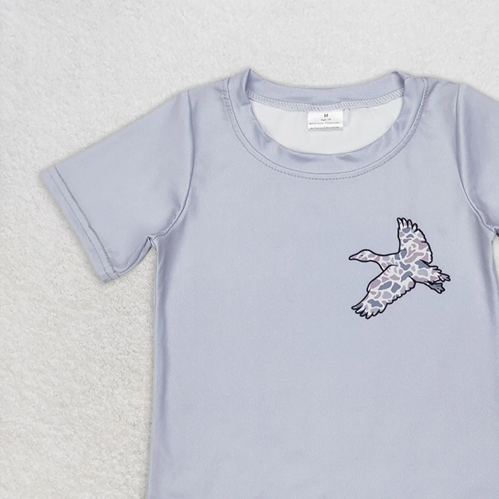 USA Shop (in stock)BT0462 Baby Boys Summer Tops Grey short sleeves camo duck boy shirt