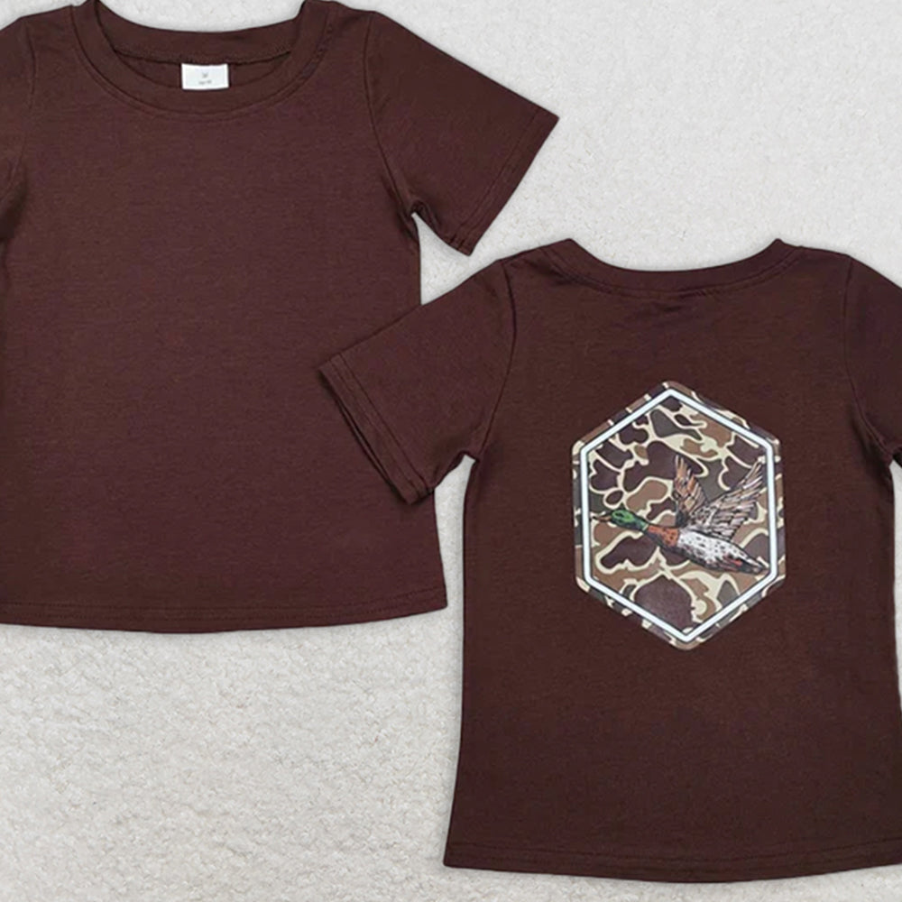 BT1090 RTS NO MOQ Baby Boys Summer Tops Baby Boys Brwon Camo Duck Short Sleeve Tee Shirts Tops Preorder
