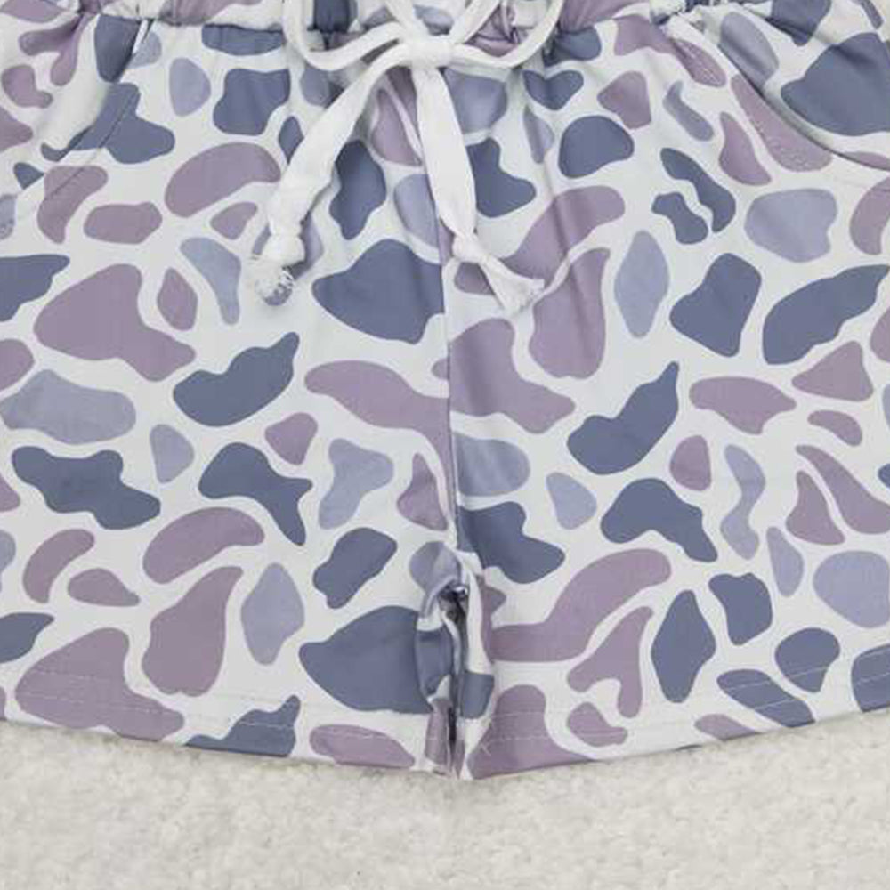 USA Shop (in stock) SS0140Kids Boy Grey Camo Summer Shorts with Pocket - Breathable Lightweight Clothing for Boys' Outdoor Activities