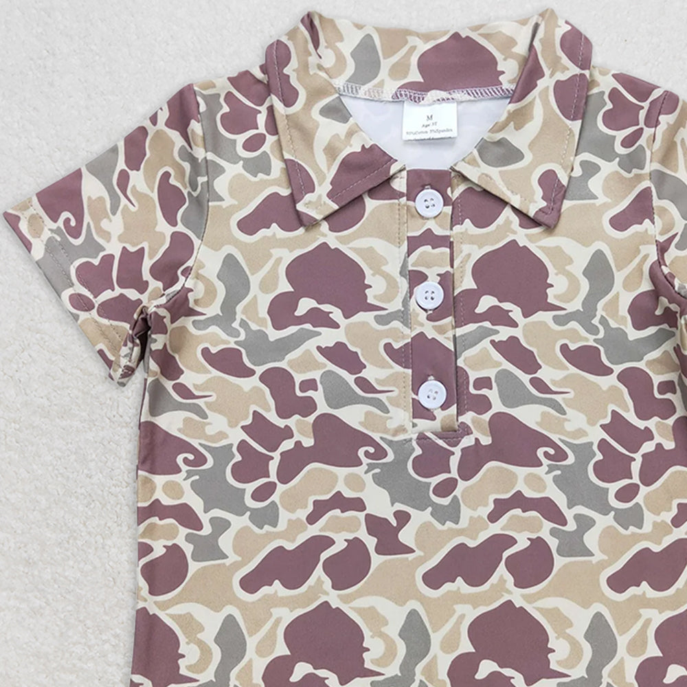 4.08 BT0640 RTS NO MOQ Baby Boys Summer Tops Toddler Boys Green Camo Polo Shirt Top