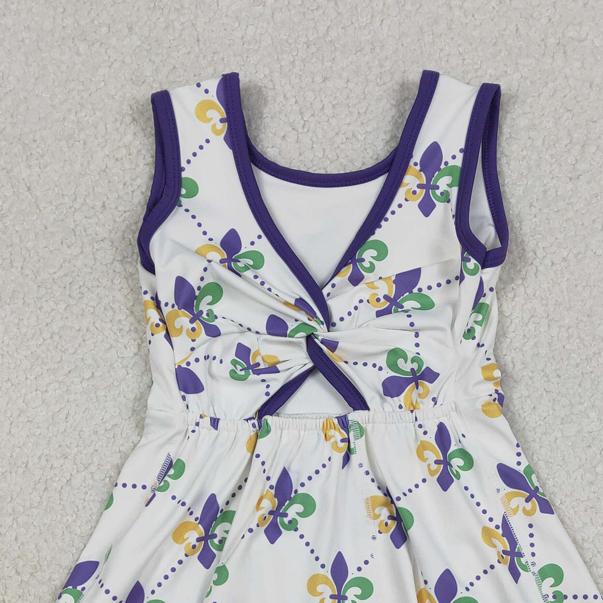 12.26 RTS NO MOQ (In stock)GSD2944 Baby Girls Mardigras Anchors Checked Yoga Shorts Knee Length Dresses