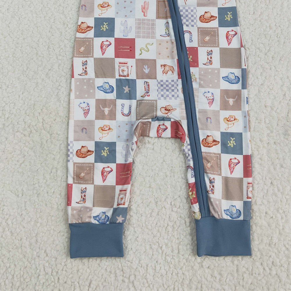 SR3098 RTS NO MOQ Baby Boys Summer Rompers Baby Infant Boys Short Sleeves Boots Cactus Zipper Rompers