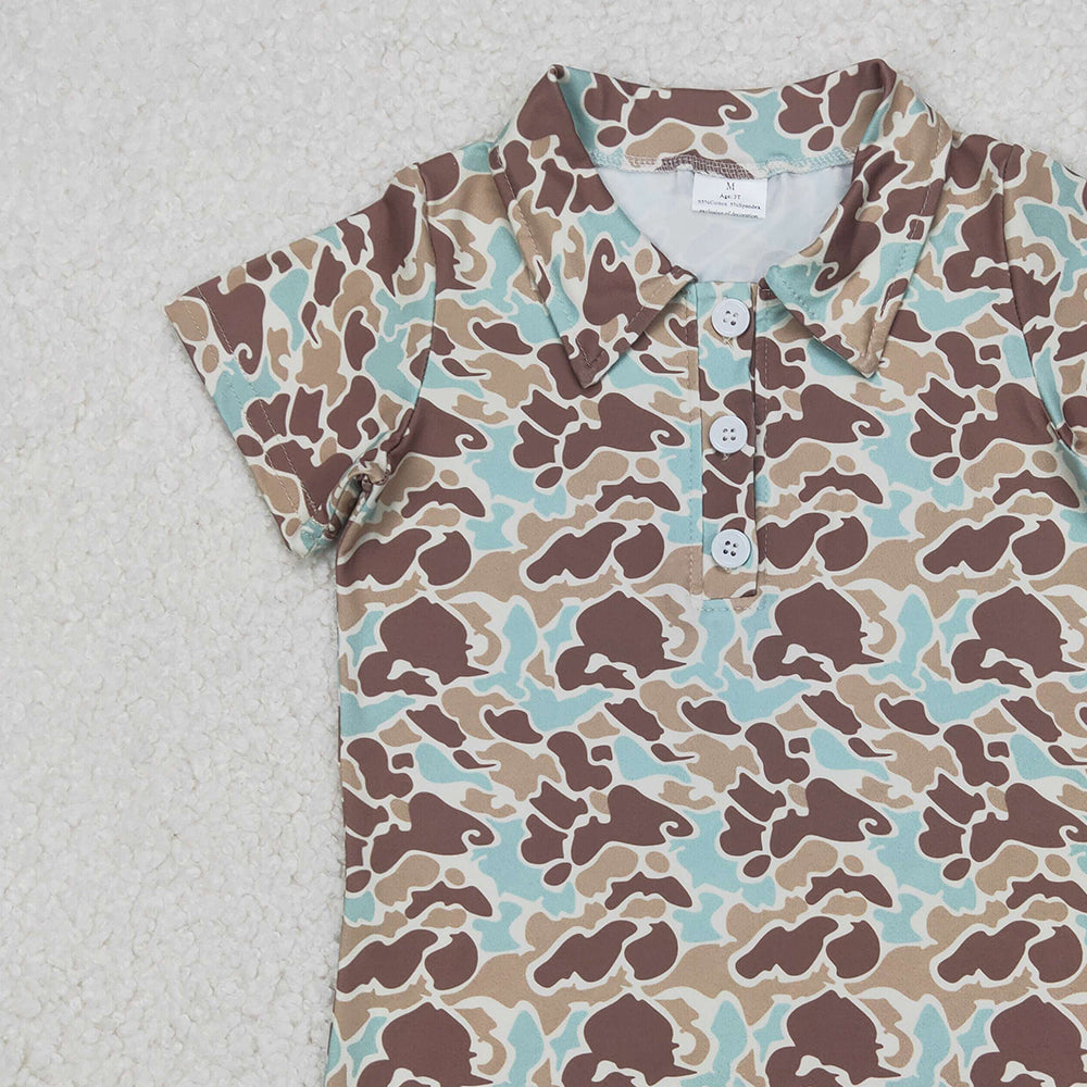 5.15 BT1212 RTS NO MOQ Baby Boys Summer Tops Short sleeves mint camo print kids boys polo shirt