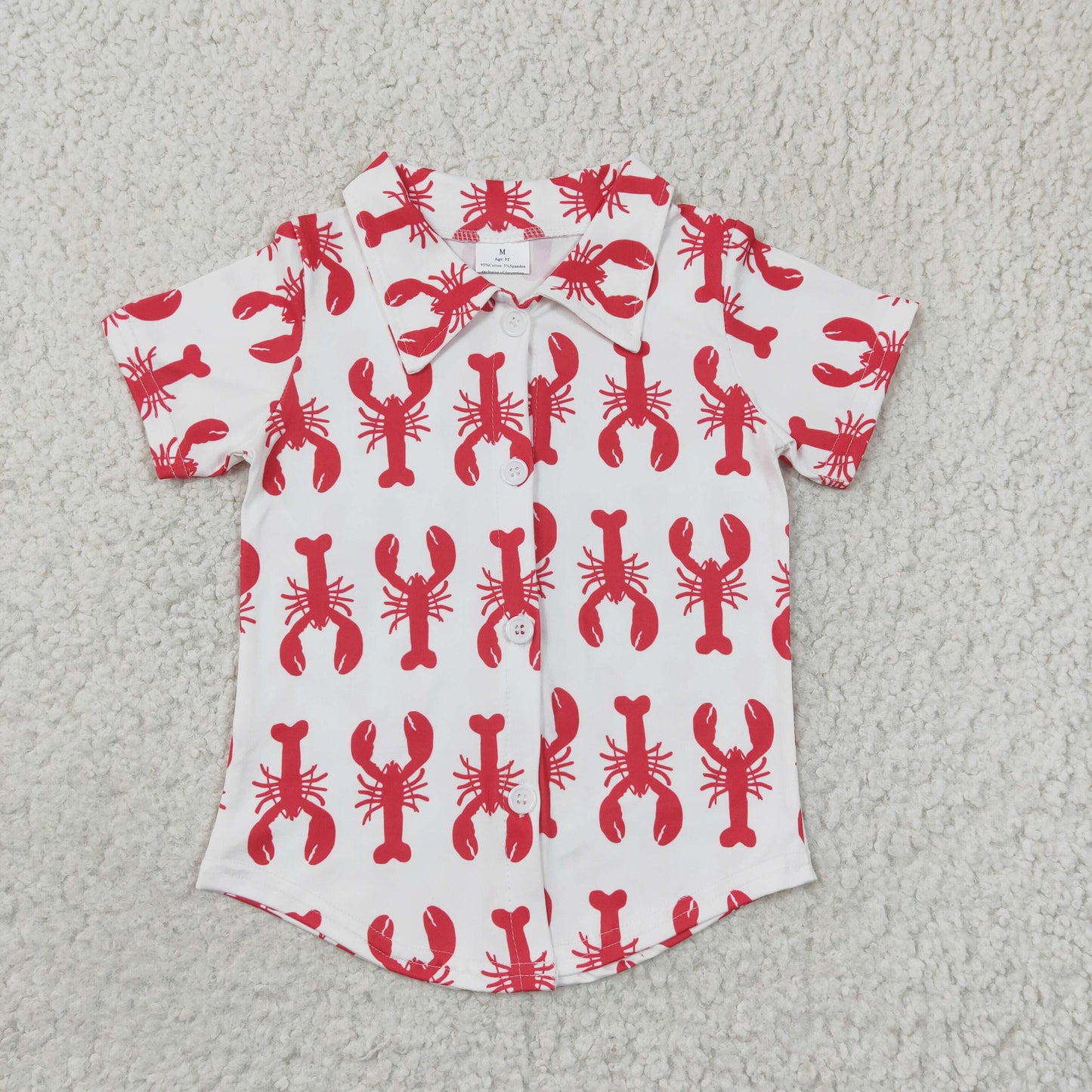 1.17 BT0161 RTS No Moq Promotion Baby Boys Lobster Short Sleeve button up shirts