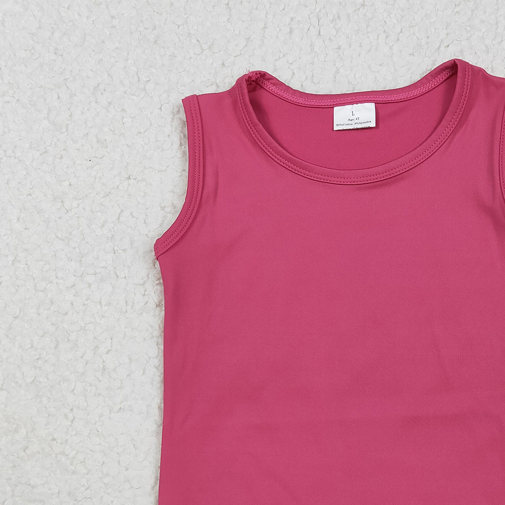 6.25 GT0982RTS NO MOQ Baby Girls Summer Yoga Tank Top Baby Girls Hot Pink Sleeveless Vests Top