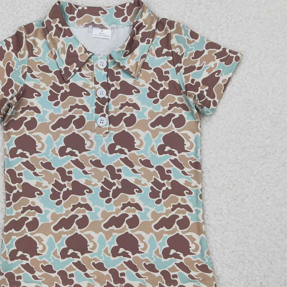 5.15 BT1212 RTS NO MOQ Baby Boys Summer Tops Short sleeves mint camo print kids boys polo shirt