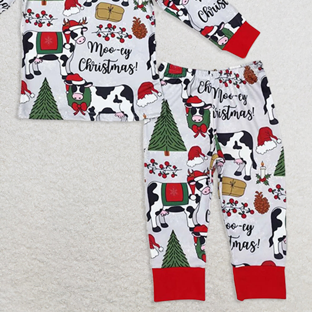 BLP0513RTS NO MOQ Baby Boys Winter Outfits Cows merry Christmas baby kids pajamas