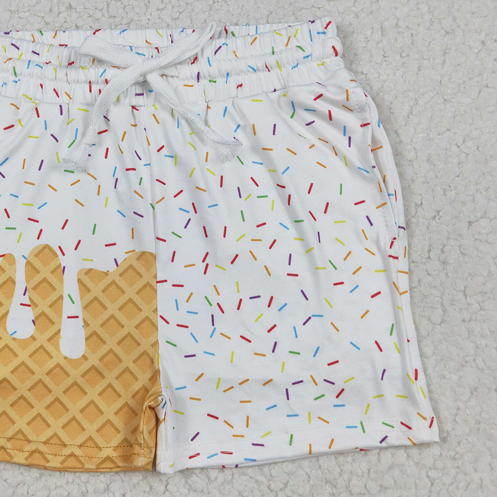 USA Shop (in stock)SS0625 Baby Girls Summer Shorts Baby Girls White Ice Cream Drip Summer Shorts Bottoms