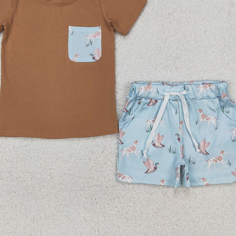 5.09 BSSO1420 RTS NO MOQ Baby Boys Summer Boys Outfits Baby Boys Hunting Duck Dog Shorts Outfit