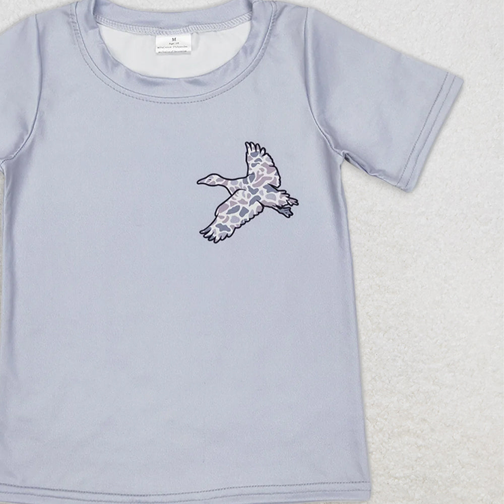 USA Shop (in stock)BT0462 Baby Boys Summer Tops Grey short sleeves camo duck boy shirt