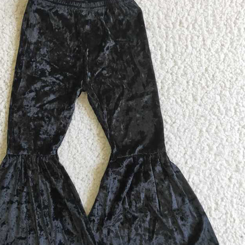 5.10 RTS NO MOQ Baby Girls Pants Black velvet baby girls pants