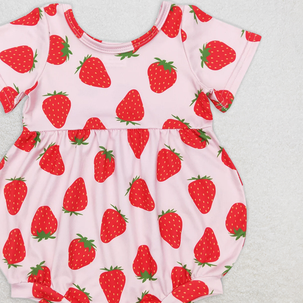 SR0535 RTS NO MOQ Baby Girls Summer Rompers Baby Girls Strawberry Short Sleeve Rompers