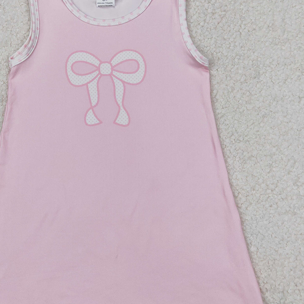 6.13 GSD2157 RTS NO MOQ Baby Girls Summer Dress Baby Girls Sleeveless Pink Bow Dress